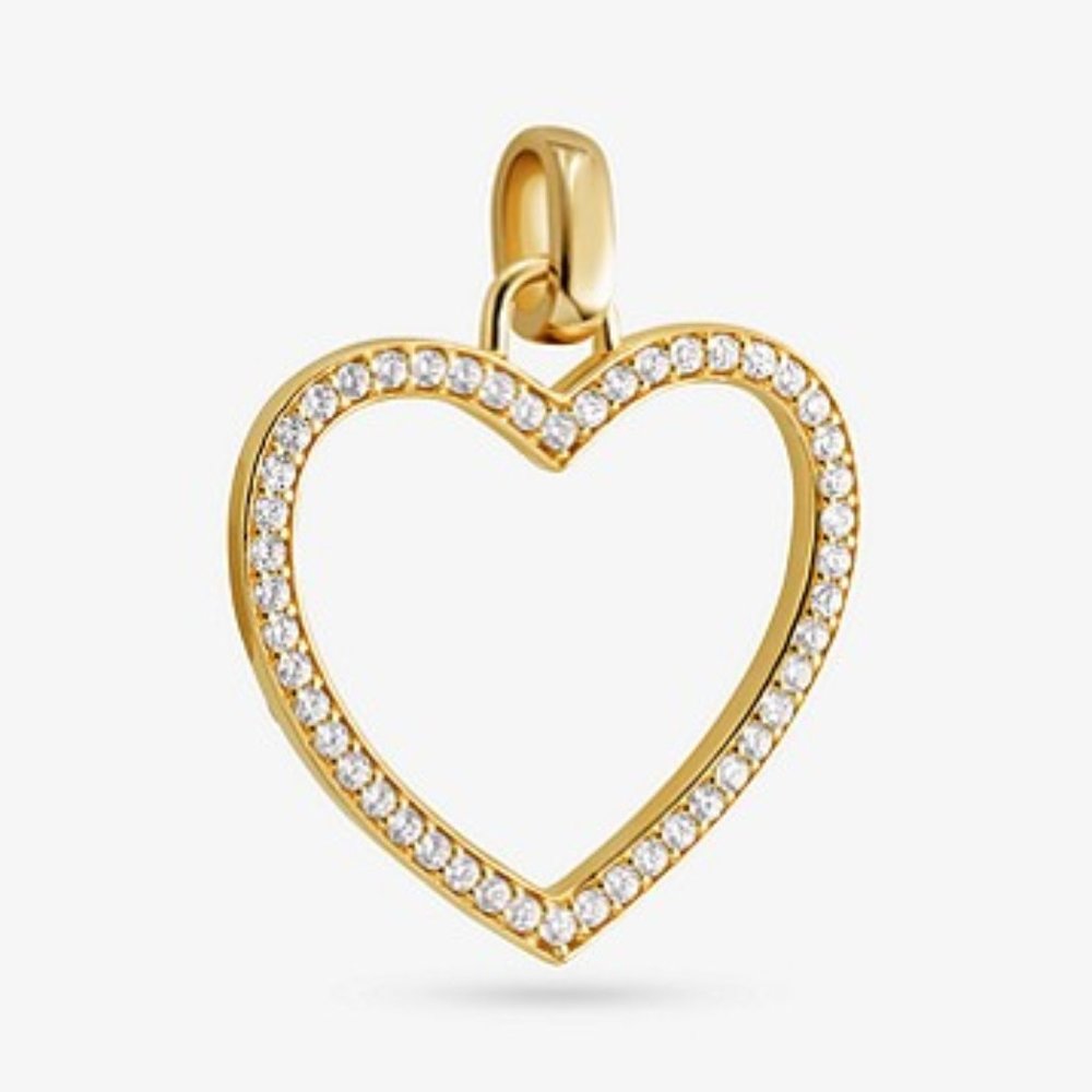 🎁 NWT! MICHAEL KORS 14K Gold Pavé Heart Charm - Picture 2 of 6